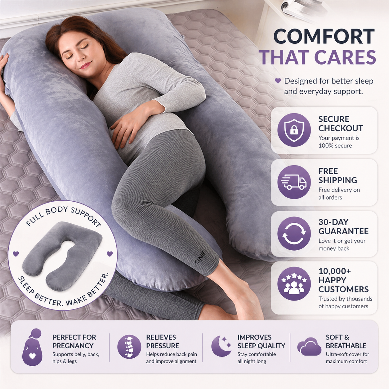 U-Shape Pregnancy Comfort Pillow