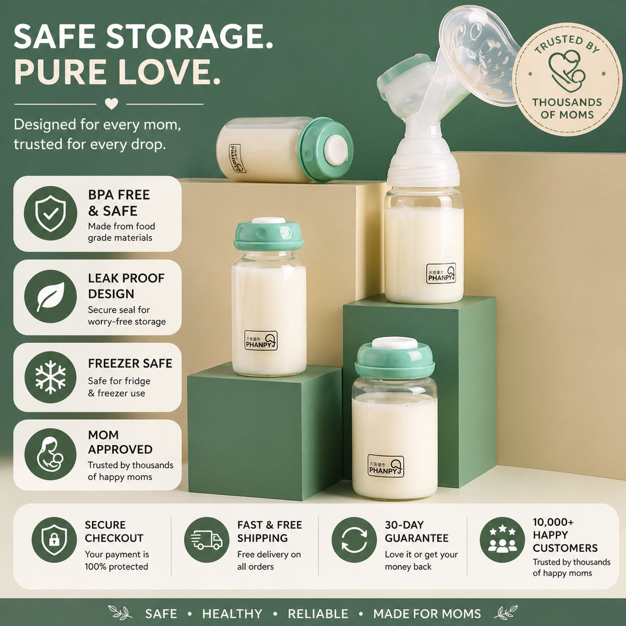 Breast milk storage bottle glass milk bottle